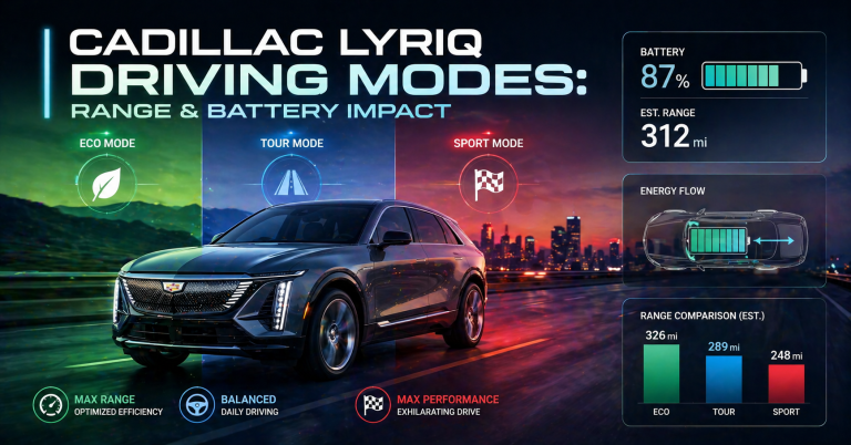 do the driving modes in cadillac lyriq offer different ranges or battery usag