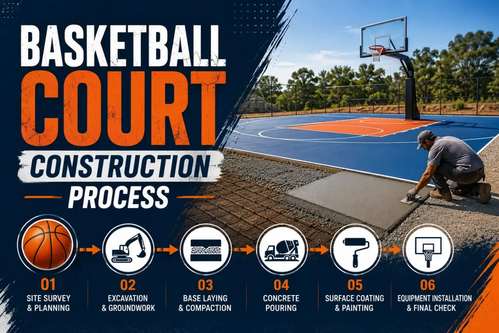 basketball court construction process