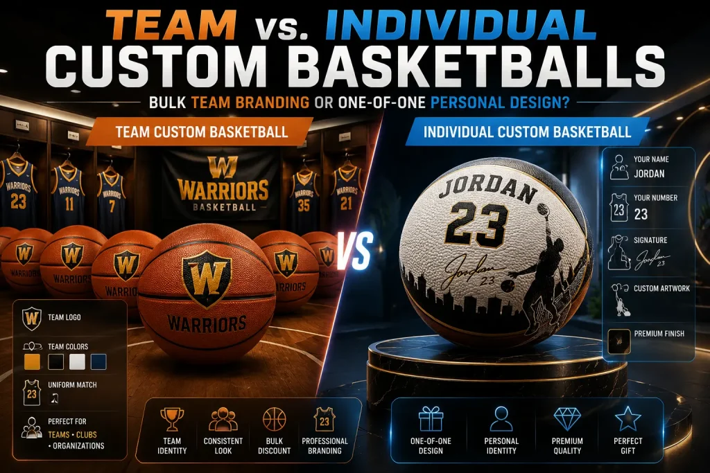 team vs individual custom basketballs