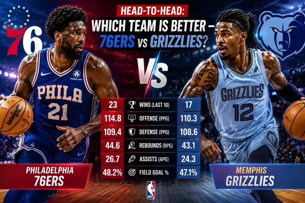head to head which team is better 76ers vs grizzlies