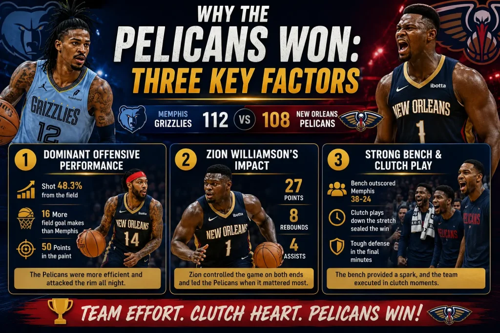 why the pelicans won three key factors