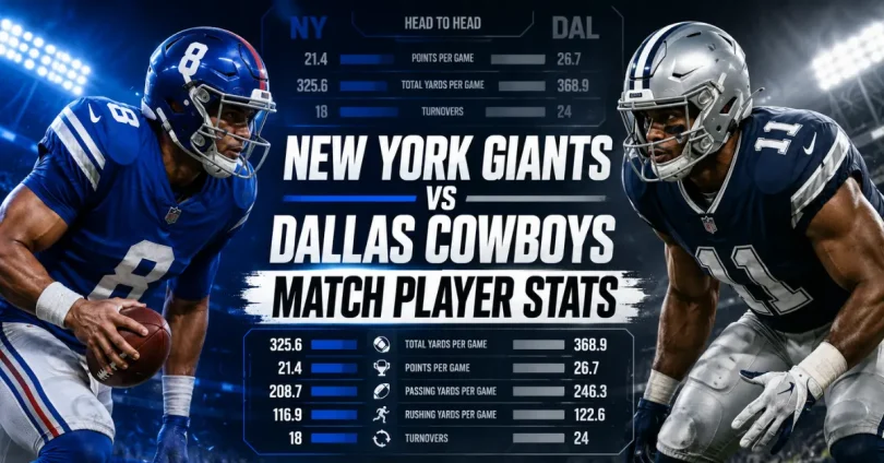 new york giants vs dallas cowboys match player stats